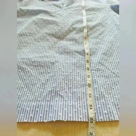 Lily Pulitzer Ginger Cotton Stretch Top flounce sleeve blue white Women's small - Picture 13 of 13